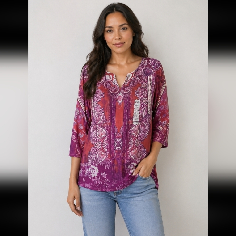 STYLE ON XL Bling Patterned Shirt